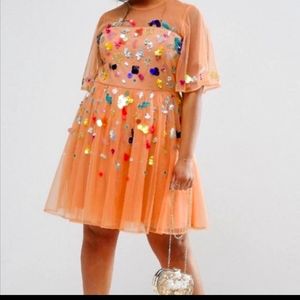 Asos peach sequin dress US24